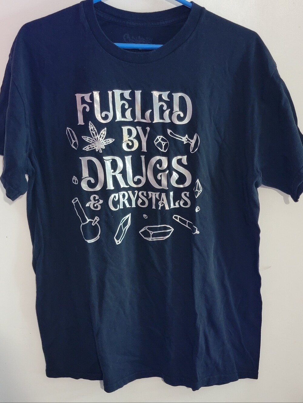 Spencer's Black Graphic Tee "Fueled By Drugs & Crystals" - Picture 1 of 6